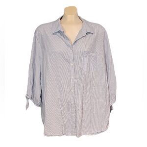 👠 Pennington’s DC Jeans Light Blue Striped Button-Up Shirt, Size 2X